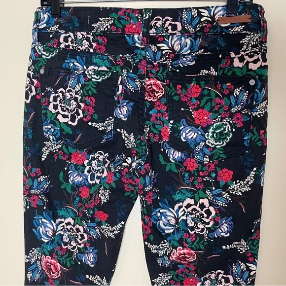 Anthropologie Pilcro Floral Mid Rise Skinny Jeans 27 Stretch Denim Cottagecore - Picture 6 of 10